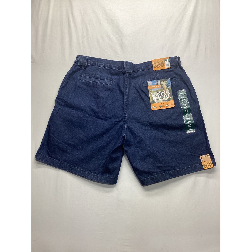 Savane Mens Hiking Shorts Blue Denim Cargo Tech Pocket UPF 30 Size 40 NEW